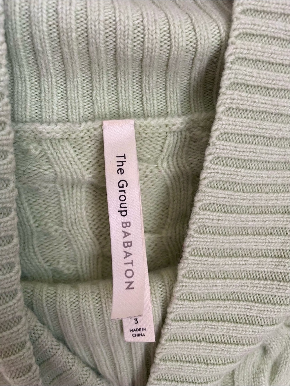 Babaton Aritzia Stargaze Turtleneck Palm Green Cable Knit Merino Wool Large - Picture 4 of 10